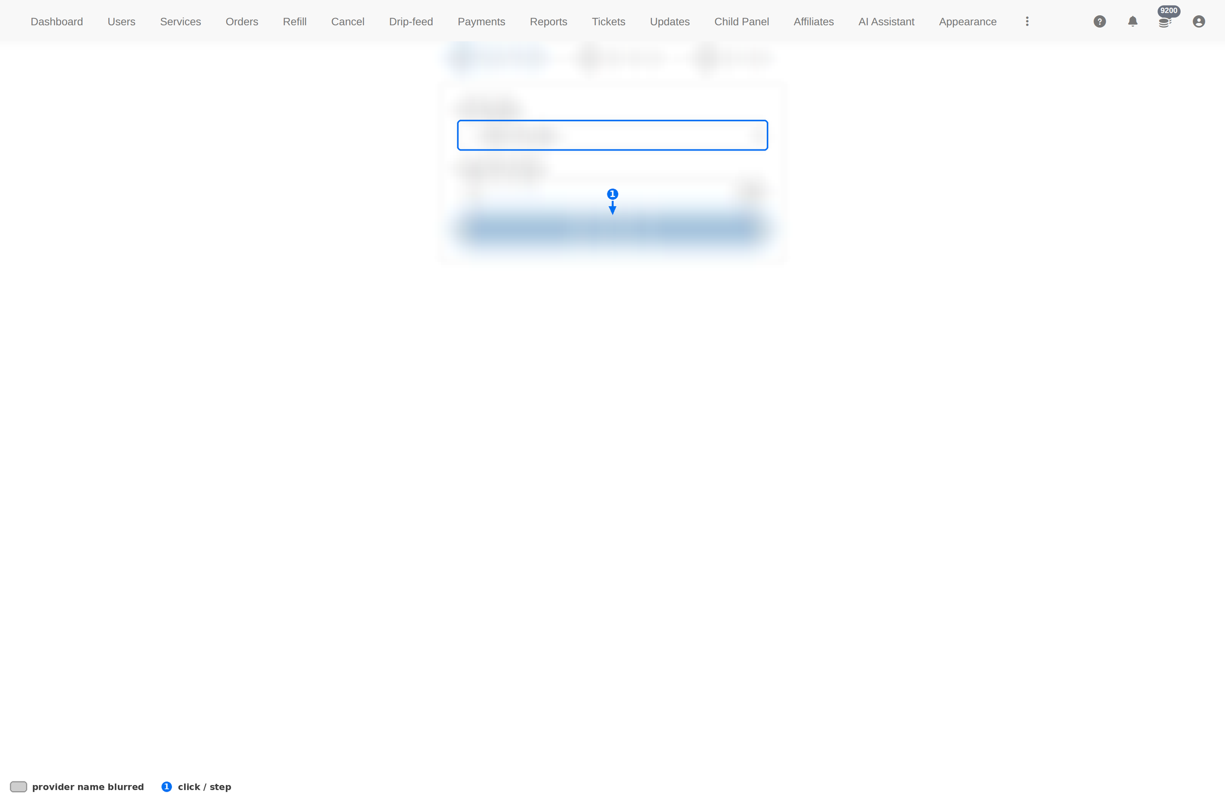 Import step 1: the provider dropdown and the Fetch Services button